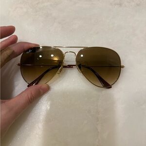 Ray-Ban Gold Frame Sunglasses with Brown Lenses
